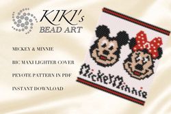 Peyote Pattern, bead pattern for BIC MAXI Lighter cover Mickey Minnie peyote beading pattern in PDF instant download