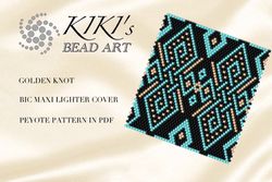 Peyote Pattern, bead pattern for BIC MAXI Lighter cover Golden knot peyote beading pattern in PDF instant download