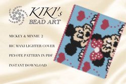 Peyote Pattern, bead pattern for BIC MAXI Lighter cover Mickey Minnie 2 peyote beading pattern in PDF instant download