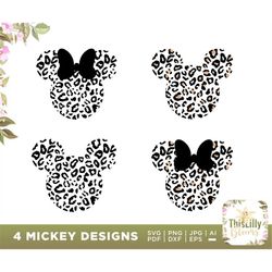 Leopard Mickey SVG, Mickey mouse cheetah leopard, minnie mouse cheetah svg, print svg, png, clipart, cutting files for c