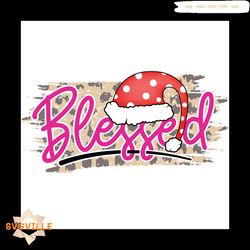 Pink Blessed Christmas Png, Christmas Png, Pink Blessed Png, Santa Hat Png