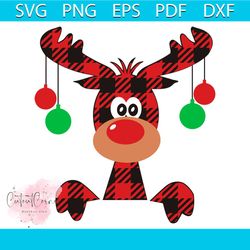 Christmas Reindeer Buffalo Plaid SVG, Deer SVG, Christmas Svg, Buffalo Plaid