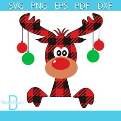 Christmas Reindeer Buffalo Plaid SVG, Deer SVG, Christmas Svg, Buffalo Plaid