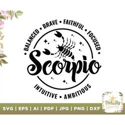 Scorpio SVG, Scorpio Astrological Sign, Digital Download, Horoscope SVG, Zodiac Signs SVG, Perfect for T-Shirts, Mugs, S