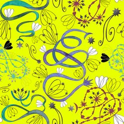 Seamless pattern Watercolor comets Yellow-green background