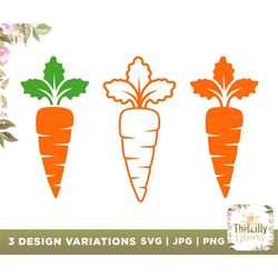 Orange Carrot SVG, Three Easter carrots, Easter bunny carrot, Carrot Digital download, vector, Cricut and Silhouette cut