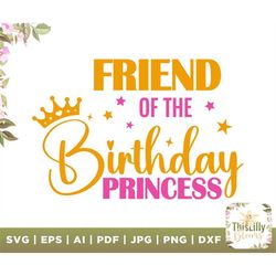 Friend of the Birthday Princess SVG, Girls Birthday SVG, princess svg, Birthday svg, Birthday Party Shirts, baby girl sv