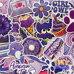 "purple girl" 50pcs scrapbooking decor stickers gift pack modern art home vinyl decals phone laptop suitcase stickers