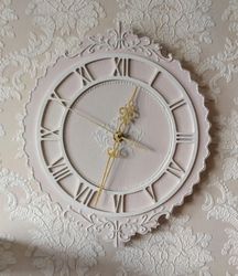 Pink wall clock for girls room Small wall clock in shabby chic style Silent clock Cute wall clock BIRTHDAY GIFT