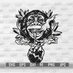 High Monkey Smoking Weed SVG | Rasta Animal Clipart | 420 Stencil | Smoking Joint png | Cannabis Shirt Design | Marijuan