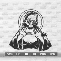 Cool Jesus svg | Christ Clipart | God is Risen Stencil | Easter Sunday Shirt png | Lord on Shades Cutfile | Hippie Jesus