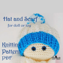 Knit toy hat pattern Amigurumi clothes Doll hat scarf set