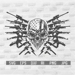 Guns and Skull Patriotic svg | Guns svg | Skull Svg | Patriotic Svg | 2nd Amendment svg | Skull USA Flag svg | Riffle sv
