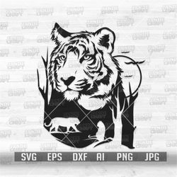 Tiger Scene svg | Tiger Clipart | Tiger Cutfile | Tiger Scene png | Wild Animal svg | Wild One svg | Wild One Shirt svg