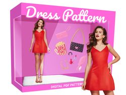 pdf sewing pattern| digital pattern | 5 sizes us 2  to 10| easy dress pattern| short dress sewing