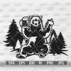 Bear Drinking Beer svg | Camping Scene Clipart | Adventure Gift Cut File | Campers T-shirt Club Stencil | Outdoor View p