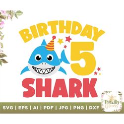 5th Birthday Shark Svg, Shark Svg, Shark Birthday Svg, Birthday Boy Svg, 5th Birthday svg, Shark Kids Svg, fifth Birthda
