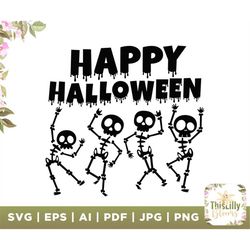Happy Halloween Skeleton, SVG File, Halloween Party Svg File, Funny Halloween SVG File, Halloween Cricut SVG, Dripping H