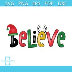 Xmas Believe Png, Christmas Png, Xmas Hat Png, Reindeer Png, Christmas Gift Png