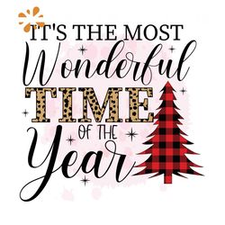 It's The Most Wonderful Time Of The Year Png, Christmas Png, Leopard Pattern Png