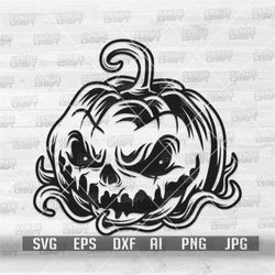 Scary Pumpkin svg | Happy Halloween T-shirt Design png | Horror Cut File | Haunted Pumpkin Clipart | Creepy Scratch Sten