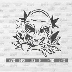 Alien Smoking Weed svg | Smoking Joint svg | Rasta Alien svg | Smoking Cannabis svg | Marijuana svg | Weed Cutfile |Join
