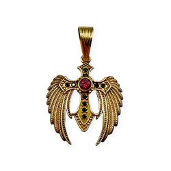 Pendant cross with the wings of guardian angel 412530YML, completely brass alloy