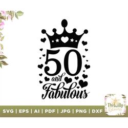 Birthday svg, Fifty svg, Fifty Birthday SVG, 50th Birthday svg, 50th Birthday, PNG, DXF, Cut File for Cricut, Silhouette
