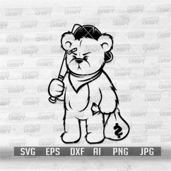 Gangster Teddy Bear svg | Angry Bad Bear Clipart | Cute Hooligan Animal Stencil | Chicano Mafia Cut File | Goons Shirt p