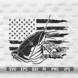US CatFish Hook svg | Angler Clipart | USA Line Rod Cutfile | Lake Fishing Stencil | Angling Dad dxf | Fisherman Shirt p