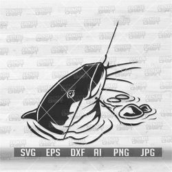 CatFish Hook svg | Angler Clipart | Line Rod Cutfile | Lake Fishing Stencil | Angling Dad dxf | Fisherman Shirt png | Fr