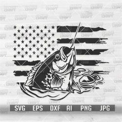 US Crappie Fish Hook svg | USA Angler Clipart | Line Rod Cutfile | Lake Fishing Stencil | Fresh Water Angling Dad dxf |
