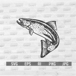 Trout Fish svg | Fresh Water Fishing Clipart | Lake Angling Cut File | Fish Farm Gift Shirt png | Angling Dad Stencil |
