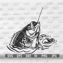 Crappie Fish Hook svg | Angler Clipart | Fish On Rod Cutfile | Lake Fishing Stencil | Angling Dad dxf | Fisherman Shirt