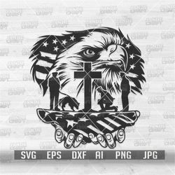 US Eagle Police Kneeling on the Cross svg | Policeman Clipart | Police Dad Cutfile | First Responder dxf | Rescue Stenci