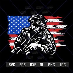 US Soldier svg | Military Dad Cutfile | 4th of July Clipart | Veteran Shirt png | Memorial Day dxf | USA Patriotic Stenc