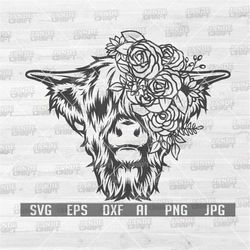 Highland Cow svg | Floral Highland Cow svg | Floral Cow svg | Cow Head svg | Farm Cow svg | Highland Cow Clipart | Highl