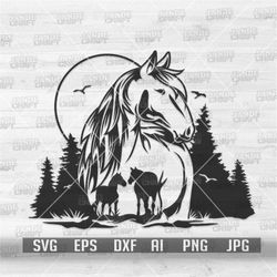 Horse Scene svg | Rodeo Clipart | Western Cutfile | Boho Outdoor Stencil | Ranch Owner dxf | Howdy Shirt png | Wildernes