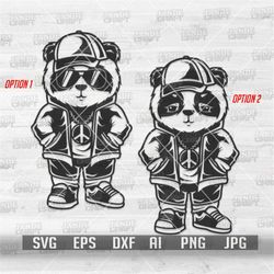 Cool Panda svg | Hipster Polar Bear Clipart | Hippie Animal Cutfile | Gangster Shirt png | Cute Mascot Stencil | Zoo Cre