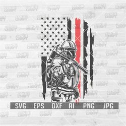 USA Firefighter svg | First Responder Clipart | Fire Fighter Dad Gift Idea T-shirt Design png | Red Thin Line Cut File |