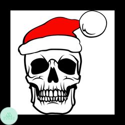 skull with santa hat svg, christmas svg, christmas skull svg, santa hat svg