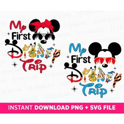 My First Trip Svg, Bundle Family Trip Svg, Couple Mouse Trip Svg, Mouse Glasses, Magical Kindom, Cartoon Characters Silh