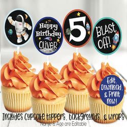 Outer Space Birthday Party Decorations, Outer Space Cupcake Toppers, Rocket Ship Birthday, Astronaut Birthday Party, Out