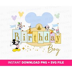 Family Birthday Boy Svg, Family Birthday Party Svg, Mouse and Friends Birthday Svg, Mouse Ear and Balloons, Png File For