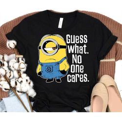 Despicable Me Minions Stuart No One Cares Graphic T-Shirt, Minions Group Family Matching Tee, Disneyland Family Vacation