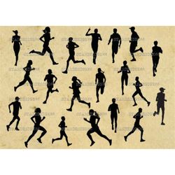 Digital SVG PNG JPG Running, men, women, sprinter, training, fitness, jogging, sport, silhouette, vector, clipart, insta