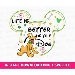 Life Is Better With A Dog Svg, Cute Dog with Mouse Ear Svg, Family Vacation Svg, Family Trip Svg, Mouse Ear Balloons, Sv
