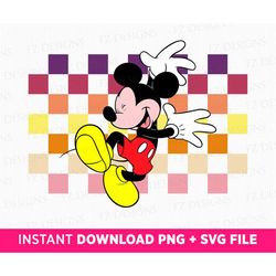 Checkered Funny Mouse Svg, Retro Mouse Svg, Mouse Smiling Svg, Colorful Mouse Svg, Png File For Sublimation, Instant Dow