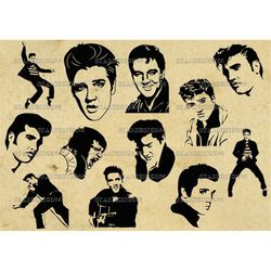 Digital SVG PNG JPG Elvis Presley, silhouette, vector, clipart, instant download
