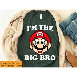 Nintendo Super Mario Cute Mario I'm The Big Bro T-Shirt, Super Mario Bros Tee, Disneyland Family Vacation Matching Birth